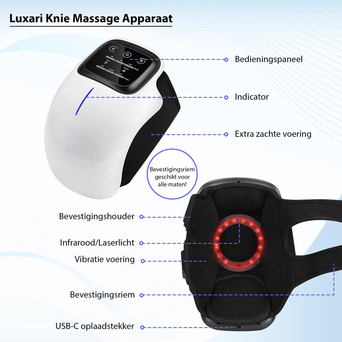 Luxari - Knie Massage Pro - Infrarood massage - Warmte - Verstelbaar - Aanbevolen door fysio´s