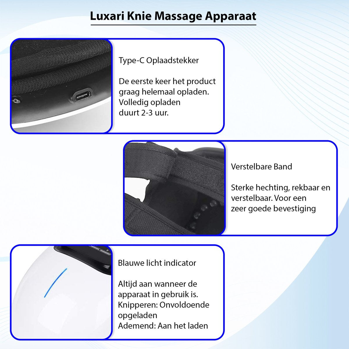 Luxari - Knie Massage Pro - Infrarood massage - Warmte - Verstelbaar - Aanbevolen door fysio´s