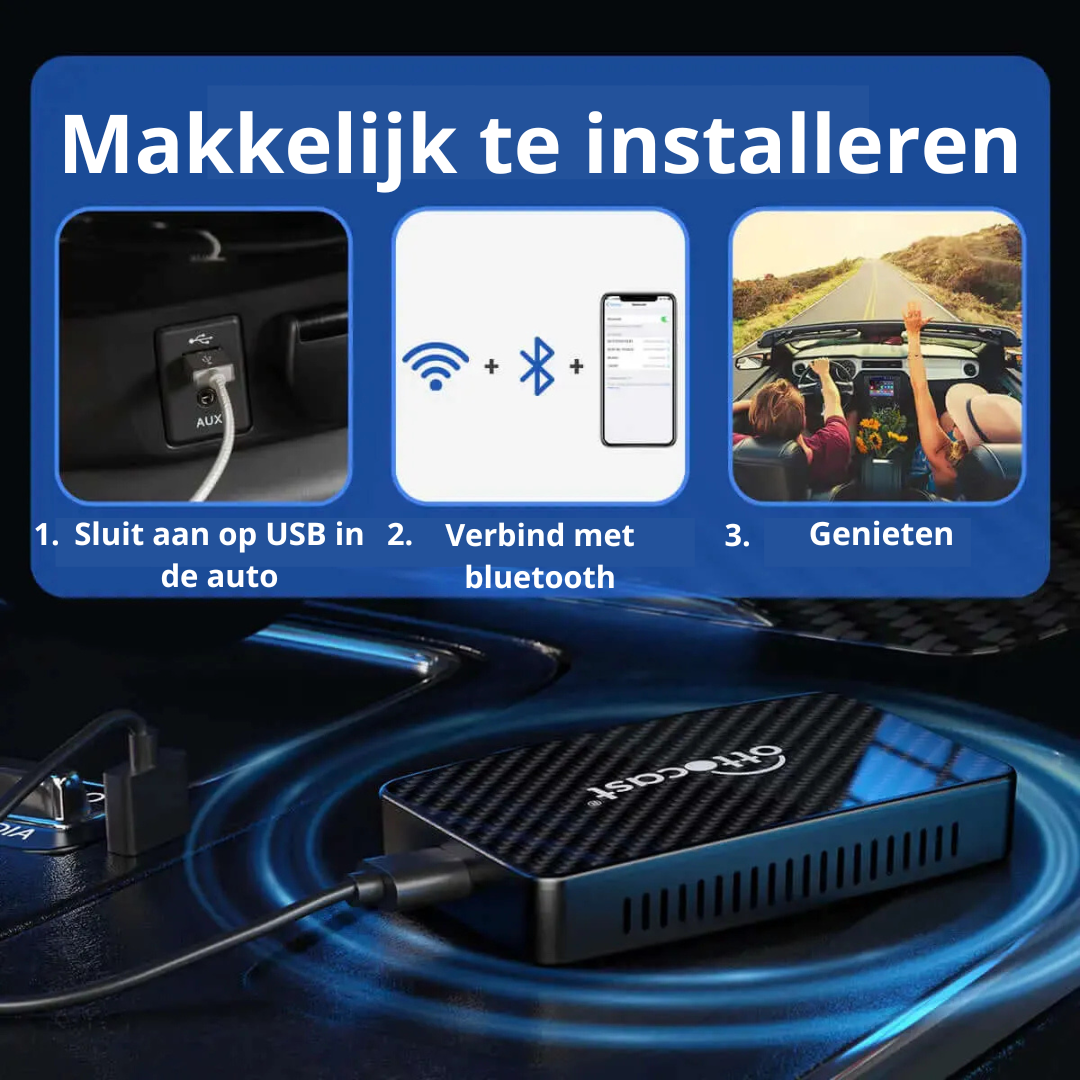 Roadcast Pro™ | Draadloos Netflix, Youtube en Spotify Streamen