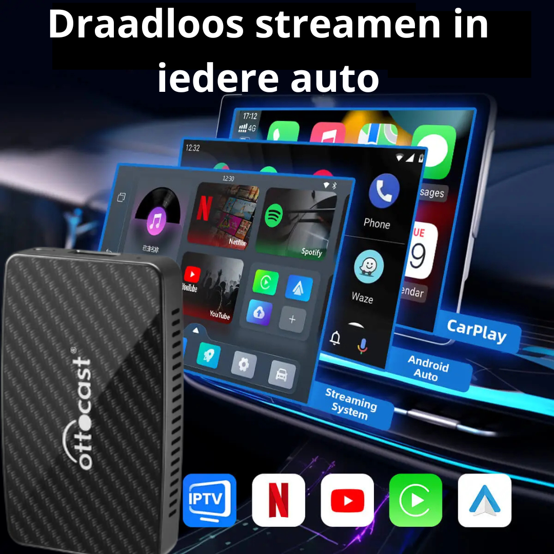 Roadcast Pro™ | Draadloos Netflix, Youtube en Spotify Streamen